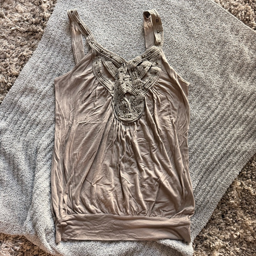 SOPRANO Gray Embellished Tank Top